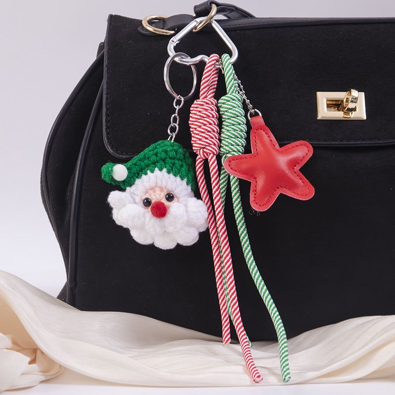 Wholesale Christmas wool pendant DIY five-pointed star keychain